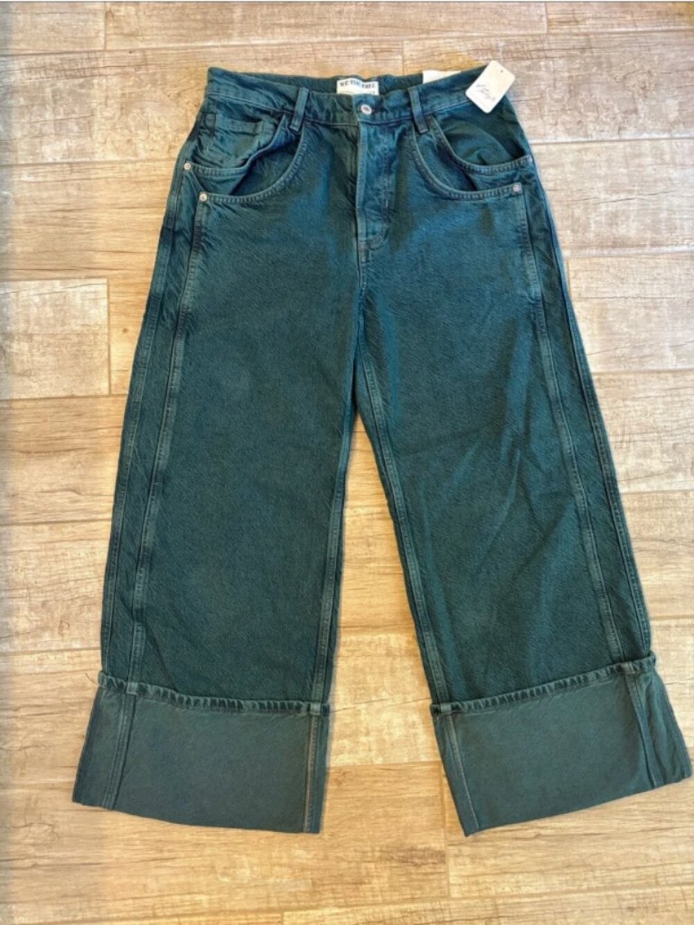 Free People We The Free Final Countdown Cuffed Jeans in Luke Green